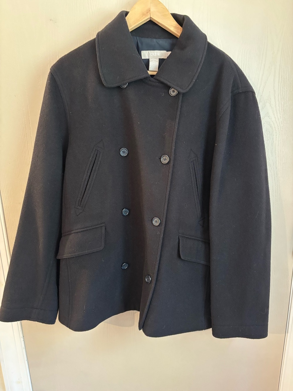 J.Crew Classic Black Wool Peacoat XL